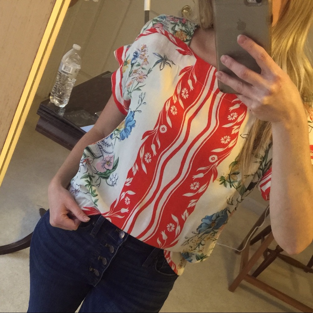 Anthropologie Maeve colorful short sleeve blouse